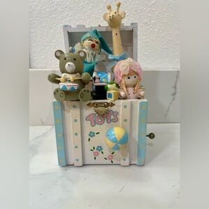 Vintage ENESCO Toy Chest Musical Box with Bear and Doll 1980’s